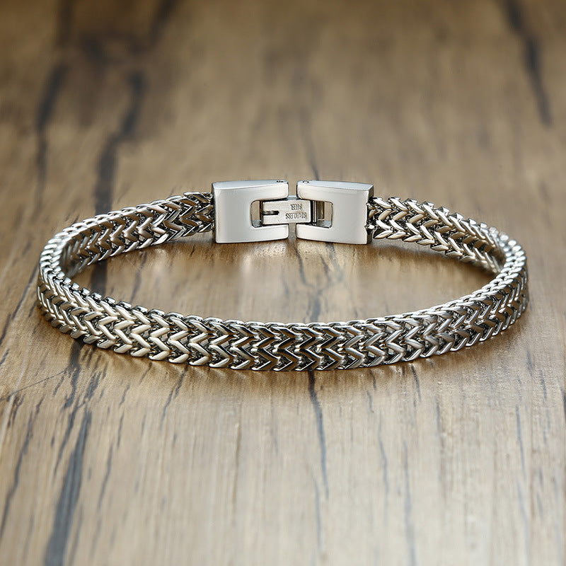 Modernes Edelstahl-Armband mit geometrischem Design