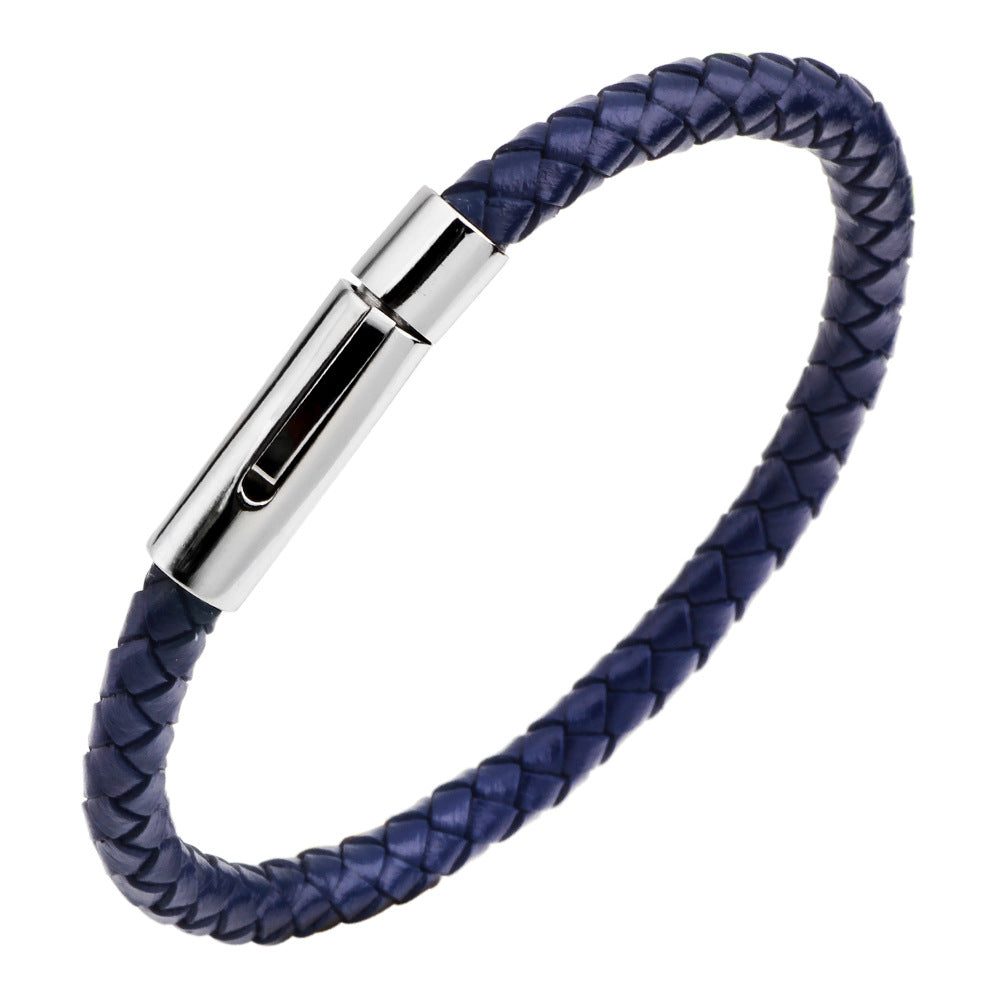 Edelstahl-Leder Knopf-Armband